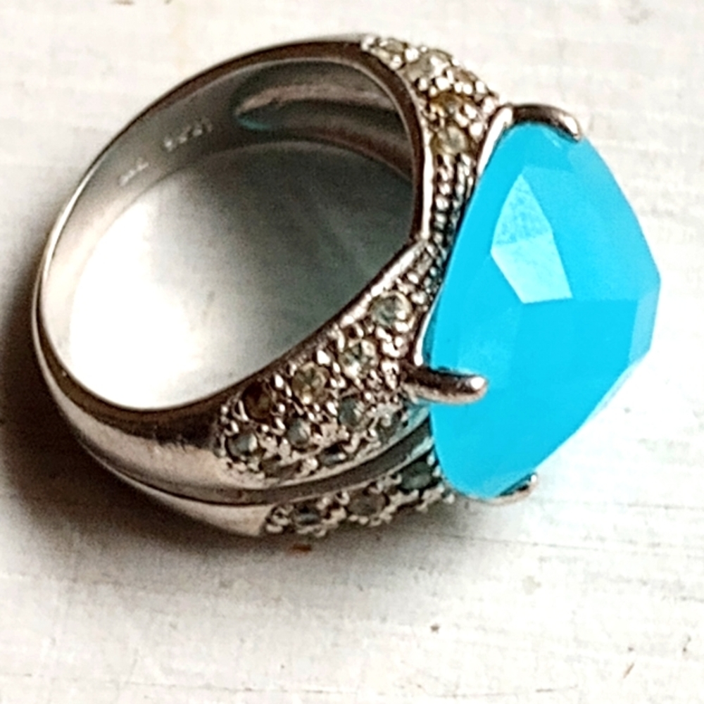 Vintage 925 Ring w/ Turquoise & CZs